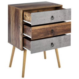 Wyld And Coco Lumahome Sideboard Dark Brown And Grey, Particle Board With Pine Accents, 3 Drawers, W60 X D39 X H82Cm - thumbnail 5