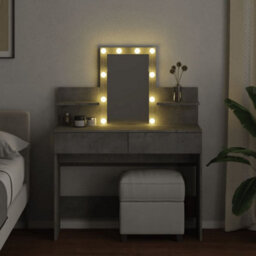 Berkfield Dressing Table With Led Concrete Grey 100X40X130 Cm - thumbnail 3