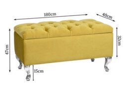 Londona 180Cm Chesterfield Ottoman Storage Bench - Plush Velvet Shoe Bench - Mustard Gold Upholstery Footstool With Storage - thumbnail 2