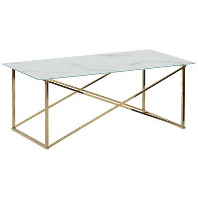 Beliani Coffee Table Emporia Tempered Glass Marble/ Gold - image 1