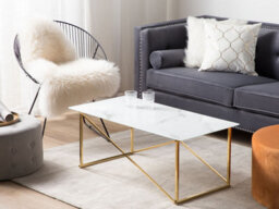 Beliani Coffee Table Emporia Tempered Glass Marble/ Gold - thumbnail 2