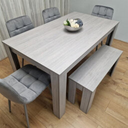 Kosy Koala Dining Table And 4 Chairs With Bench Grey 4  Grey Velvet Chairs Wood Dining Set Furniture