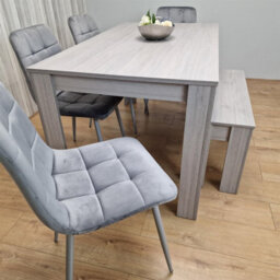 Kosy Koala Dining Table And 4 Chairs With Bench Grey 4  Grey Velvet Chairs Wood Dining Set Furniture - thumbnail 3