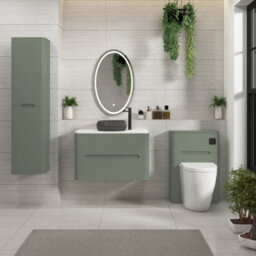 Royal Bathrooms Venice 800mm Sage Green Wall Mounted Bathroom Countertop Vanity Unit 2 Drawer With Milan Black Basin - thumbnail 4
