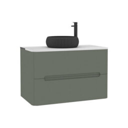 Royal Bathrooms Venice 800mm Sage Green Wall Mounted Bathroom Countertop Vanity Unit 2 Drawer With Milan Black Basin - thumbnail 7