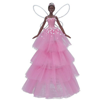 Gisela Graham Pink Fairy Christmas Tree Topper - 18 X 8.5 Cm, Gloss Pink Fairy Design For Small And Themed Trees