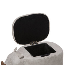 Beliani Rhino Stool With Hidden Storage, Light Grey Faux Leather, Rubberwood Legs - 60 X 32 X 35 Cm - thumbnail 8