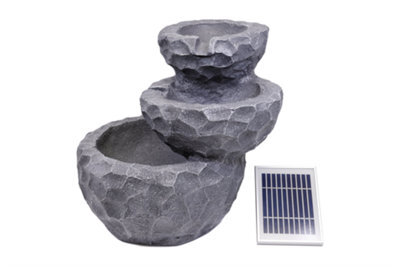 Gardenwize Garden Outdoor Solar Powered Three-Tiered Rock Water Fountain Feature - image 1