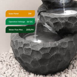 Gardenwize Garden Outdoor Solar Powered Three-Tiered Rock Water Fountain Feature - thumbnail 5