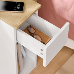 Sobuy Nightstand With Drawer And Shelf 7.9X13.8X23.6 Inch Charging Station Fbt111-E-Nw - White - thumbnail 8