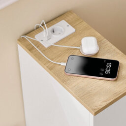 Sobuy Nightstand With Drawer And Shelf 7.9X13.8X23.6 Inch Charging Station Fbt111-E-Nw - White - thumbnail 7
