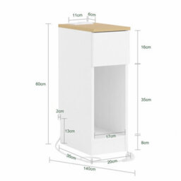 Sobuy Nightstand With Drawer And Shelf 7.9X13.8X23.6 Inch Charging Station Fbt111-E-Nw - White - thumbnail 3