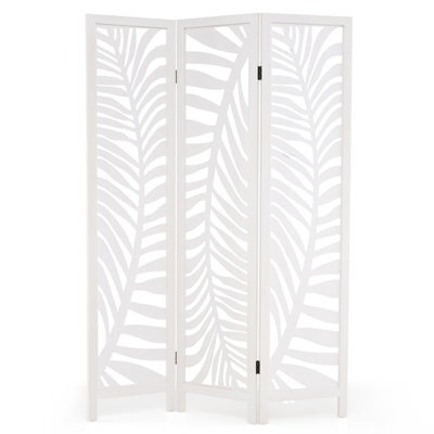 Costway 3-Panel Room Divider 170 Cm Freestanding Privacy Screen W/ Natural Paulownia Wood Frame - image 1