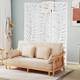 Costway 3-Panel Room Divider 170 Cm Freestanding Privacy Screen W/ Natural Paulownia Wood Frame - thumbnail 5