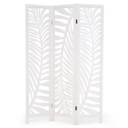 Costway 3-Panel Room Divider 170 Cm Freestanding Privacy Screen W/ Natural Paulownia Wood Frame - thumbnail 1