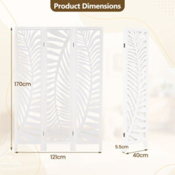 Costway 3-Panel Room Divider 170 Cm Freestanding Privacy Screen W/ Natural Paulownia Wood Frame - thumbnail 2