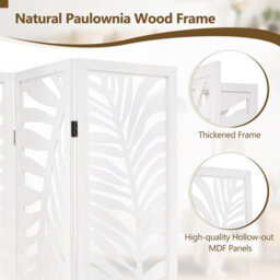 Costway 3-Panel Room Divider 170 Cm Freestanding Privacy Screen W/ Natural Paulownia Wood Frame - thumbnail 3
