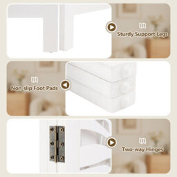 Costway 3-Panel Room Divider 170 Cm Freestanding Privacy Screen W/ Natural Paulownia Wood Frame - thumbnail 8