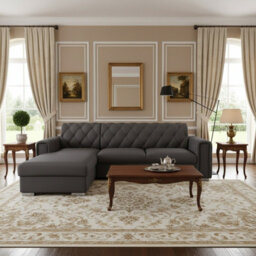 Roma Corner Sofa Bed With Storage For Living Room Polyurethane Foam Wave Springs Metal Legs Frame 267X85X185Cm Graphite Left - thumbnail 2