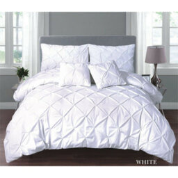 TheWhiteWater Limited Pintuck Duvet Cover Set + Matching Pillowcases, Hand Stitches Quilt Bedding Set - White - thumbnail 2