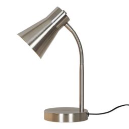 GoodHome Hetange Retro Satin Nickel Table Lamp - thumbnail 4