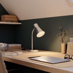 GoodHome Hetange Retro Satin Nickel Table Lamp - thumbnail 8