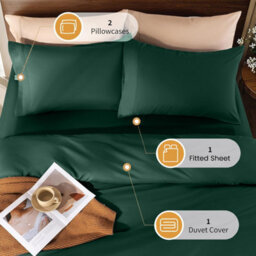 Aspire Homeware Emerald Duvet Cover Set, Soft Microfiber & Reversible, Super King (L)220Cm X (W)260Cm - thumbnail 2