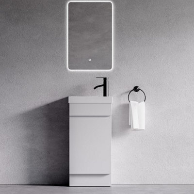 Plum&clay Romeo Matt White Floorstanding Cloakroom Vanity Unit With Basin (W)390mm - image 1