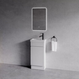 Plum&clay Romeo Matt White Floorstanding Cloakroom Vanity Unit With Basin (W)390mm - thumbnail 2