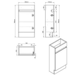 Plum&clay Romeo Matt White Floorstanding Cloakroom Vanity Unit With Basin (W)390mm - thumbnail 9