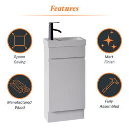 Plum&clay Romeo Matt White Floorstanding Cloakroom Vanity Unit With Basin (W)390mm - thumbnail 8