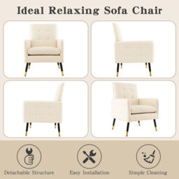 Gainoom Modern Upholstered Sofa Chair Linen Fabric Accent Armchair Leisure Lounge Chair - thumbnail 6
