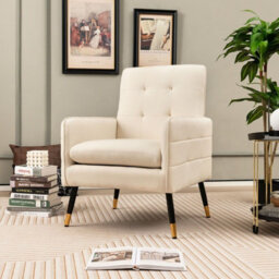 Gainoom Modern Upholstered Sofa Chair Linen Fabric Accent Armchair Leisure Lounge Chair - thumbnail 3