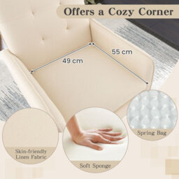 Gainoom Modern Upholstered Sofa Chair Linen Fabric Accent Armchair Leisure Lounge Chair - thumbnail 7