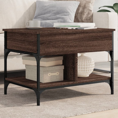 Berkfield Coffee Table Brown Oak 70X50X50 Cm Engineered Wood And Metal - image 1