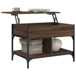 Berkfield Coffee Table Brown Oak 70X50X50 Cm Engineered Wood And Metal - thumbnail 4