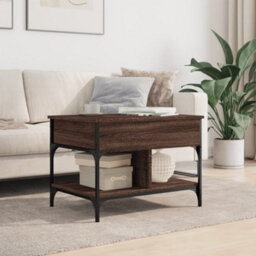 Berkfield Coffee Table Brown Oak 70X50X50 Cm Engineered Wood And Metal - thumbnail 3