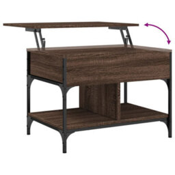 Berkfield Coffee Table Brown Oak 70X50X50 Cm Engineered Wood And Metal - thumbnail 8