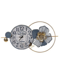 Wyld And Coco Blue Iron Frame Wall Clock 90 X 49 Cm - Black Spade Hands, Arabic Numerals, Modern Rectangular Design - thumbnail 1