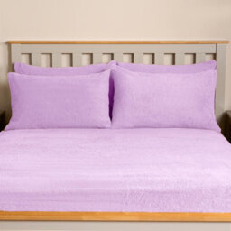 OHS Teddy Fleece Pillowcase Cover Bedding Set 4 X Thermal, 50 X 75Cm -  Lilac - thumbnail 4
