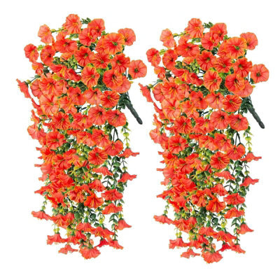 2 Pack Artificial Outdoor Hanging Flowers, 75Cm, Plants, Faux Hanging Baskets, Fake - image 1