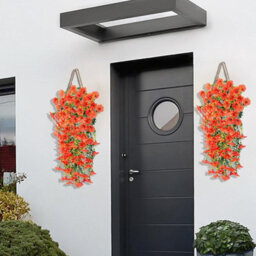 2 Pack Artificial Outdoor Hanging Flowers, 75Cm, Plants, Faux Hanging Baskets, Fake - thumbnail 4