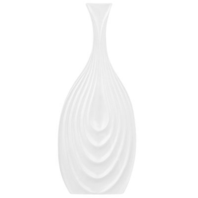 Beliani Decorative Vase Thapsus Ceramic 39 Cm White - image 1