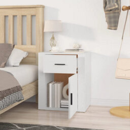Berkfield Bedside Cabinet White 50X36X60 Cm Engineered Wood - thumbnail 3