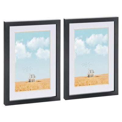 "Nicola Spring Photo Frames With A5 Mount - A4 (8"" X 12"") - Black/white - Pack Of 2" - image 1