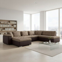Niko Bis U Shaped Fold Out Corner Sofa Bed For Living Room With Storage Beige And Brown Left - thumbnail 1