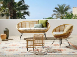 Beliani Garden Lounge Set With Table 3 Seater Maratea/cesenatico Rattan Natural - thumbnail 2