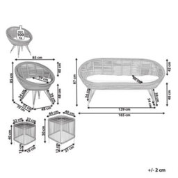 Beliani Garden Lounge Set With Table 3 Seater Maratea/cesenatico Rattan Natural - thumbnail 3