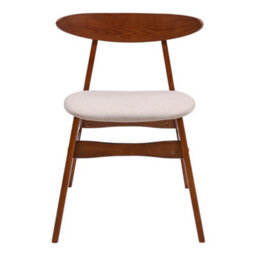 Living And Home Dining Chair Set Of 2 Beige Linen Upholstered Dining Chairs With Rubberwood Legs - thumbnail 3