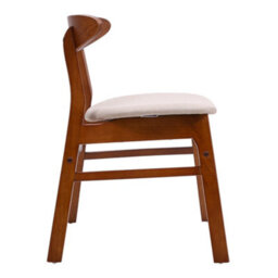 Living And Home Dining Chair Set Of 2 Beige Linen Upholstered Dining Chairs With Rubberwood Legs - thumbnail 4